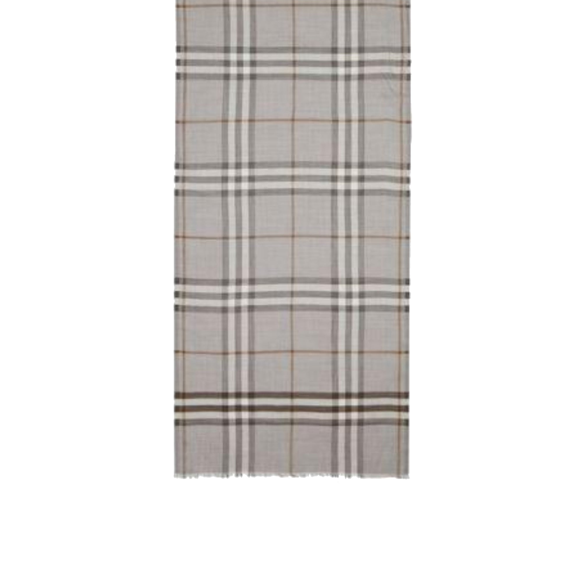 Écharpe légère en laine et soie check - Gris